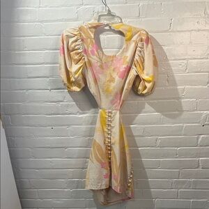 SABO Puff-Sleeve Floral Mini Dress